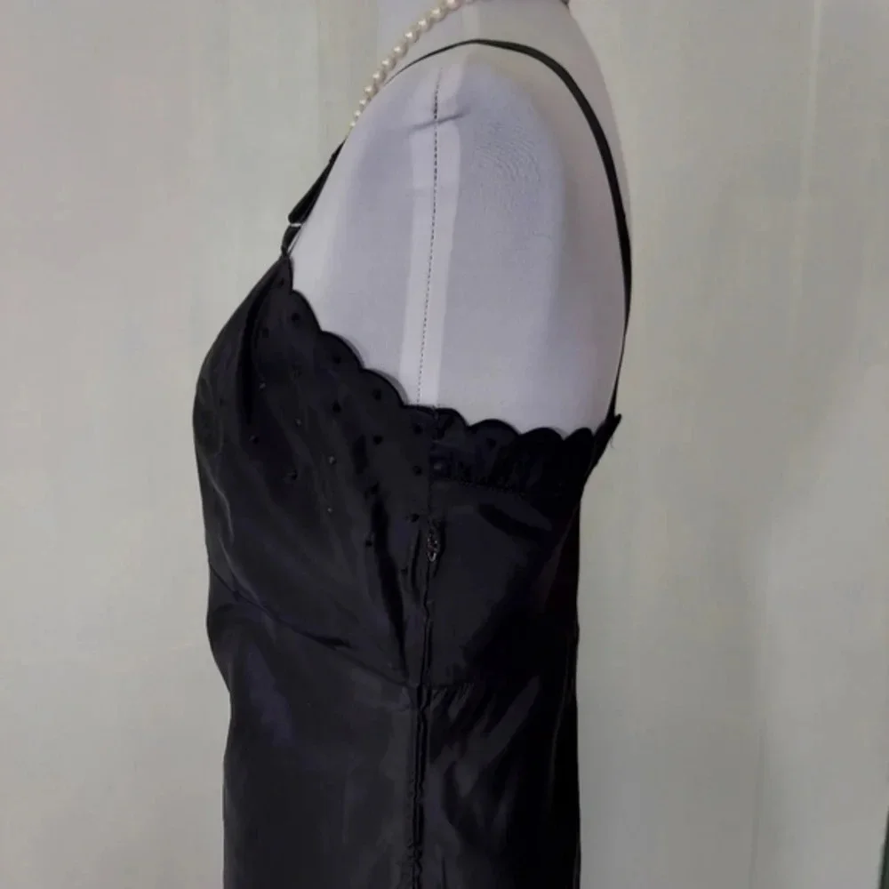 Vintage Black Barbizon Candie Tafredda Scalloped Edges Sexy Unique‎ Slip Dress - Picture 8 of 16